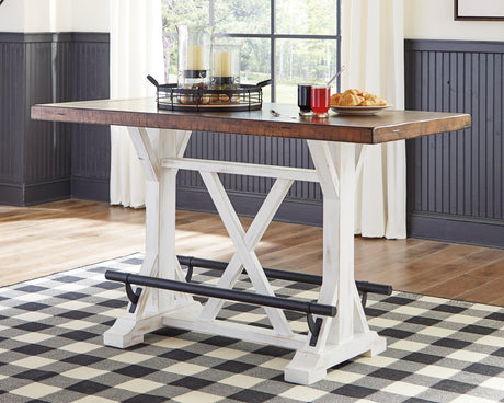 Valebeck White/Brown Counter Height Dining Table And 2 Barstools - Ella Furniture