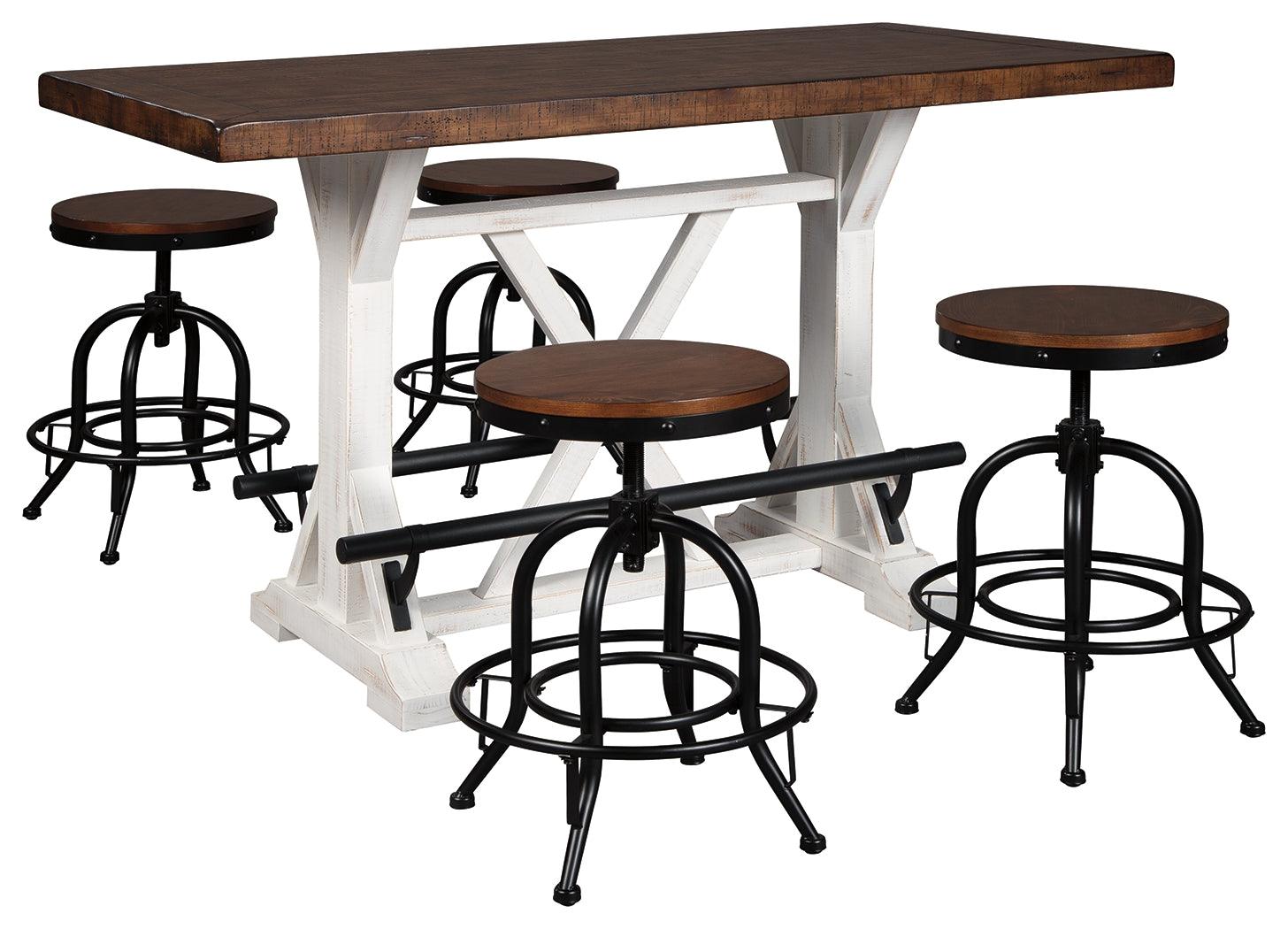 Valebeck White/Brown Counter Height Dining Table And 4 Barstools - Ella Furniture