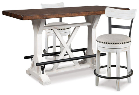 Valebeck White/Brown Counter Height Dining Table And 2 Barstools - Ella Furniture