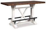 Valebeck White/Brown Counter Height Dining Table And 2 Barstools - Ella Furniture