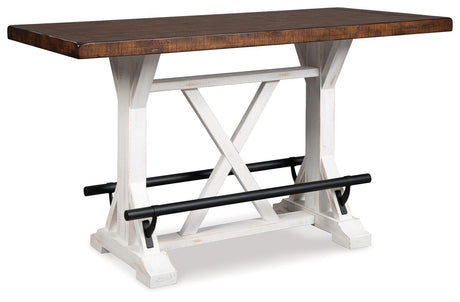 Valebeck White/Brown Counter Height Dining Table And 2 Barstools - Ella Furniture