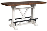 Valebeck White/Brown Counter Height Dining Table - Ella Furniture