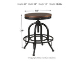 Valebeck Brown/Black Counter Height Bar Stool - Ella Furniture