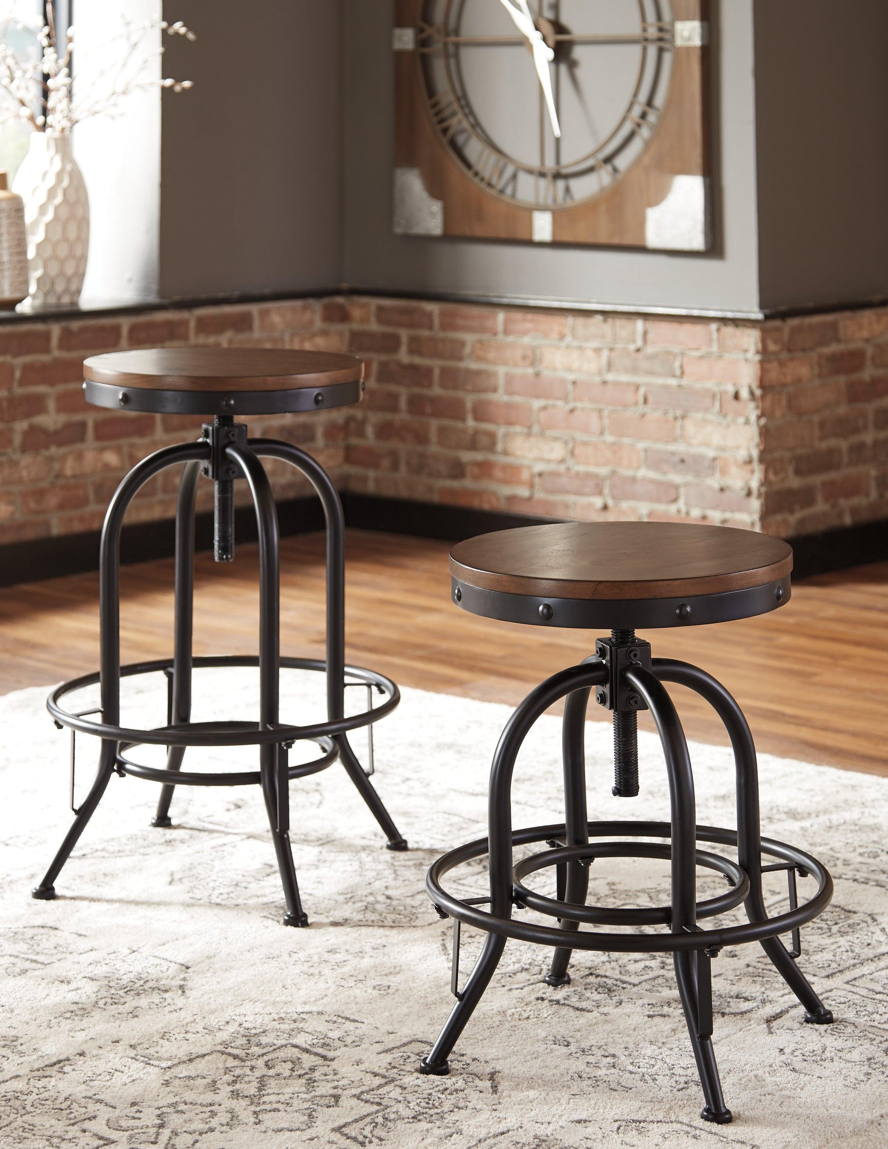 Valebeck Brown/Black Bar Height Bar Stool - Ella Furniture