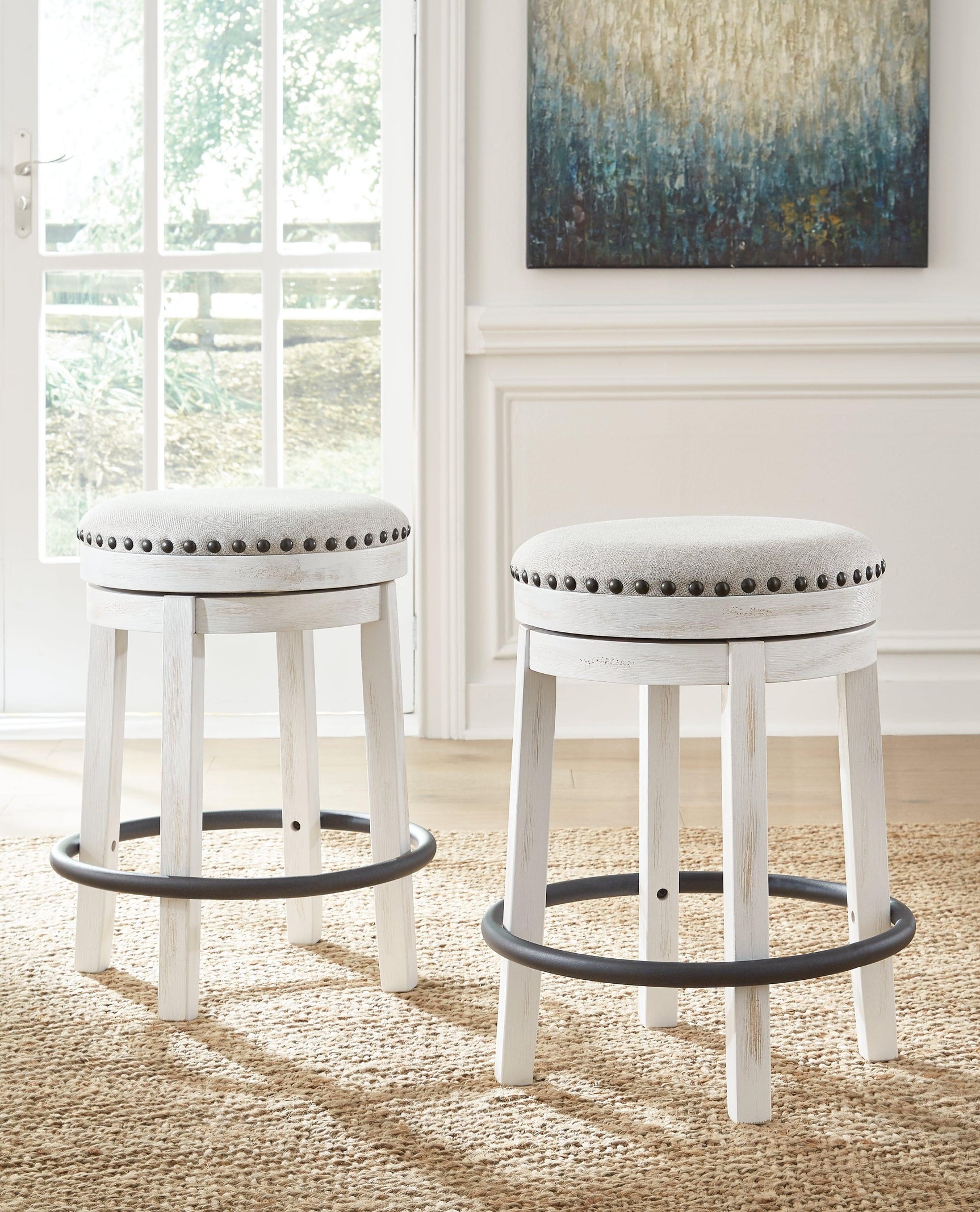 Valebeck White/Black Counter Height Stool - Ella Furniture