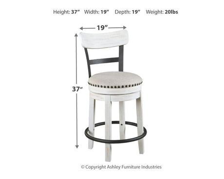 Valebeck White Counter Height Bar Stool - Ella Furniture