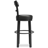 Valebeck Black Bar Height Bar Stool - Ella Furniture