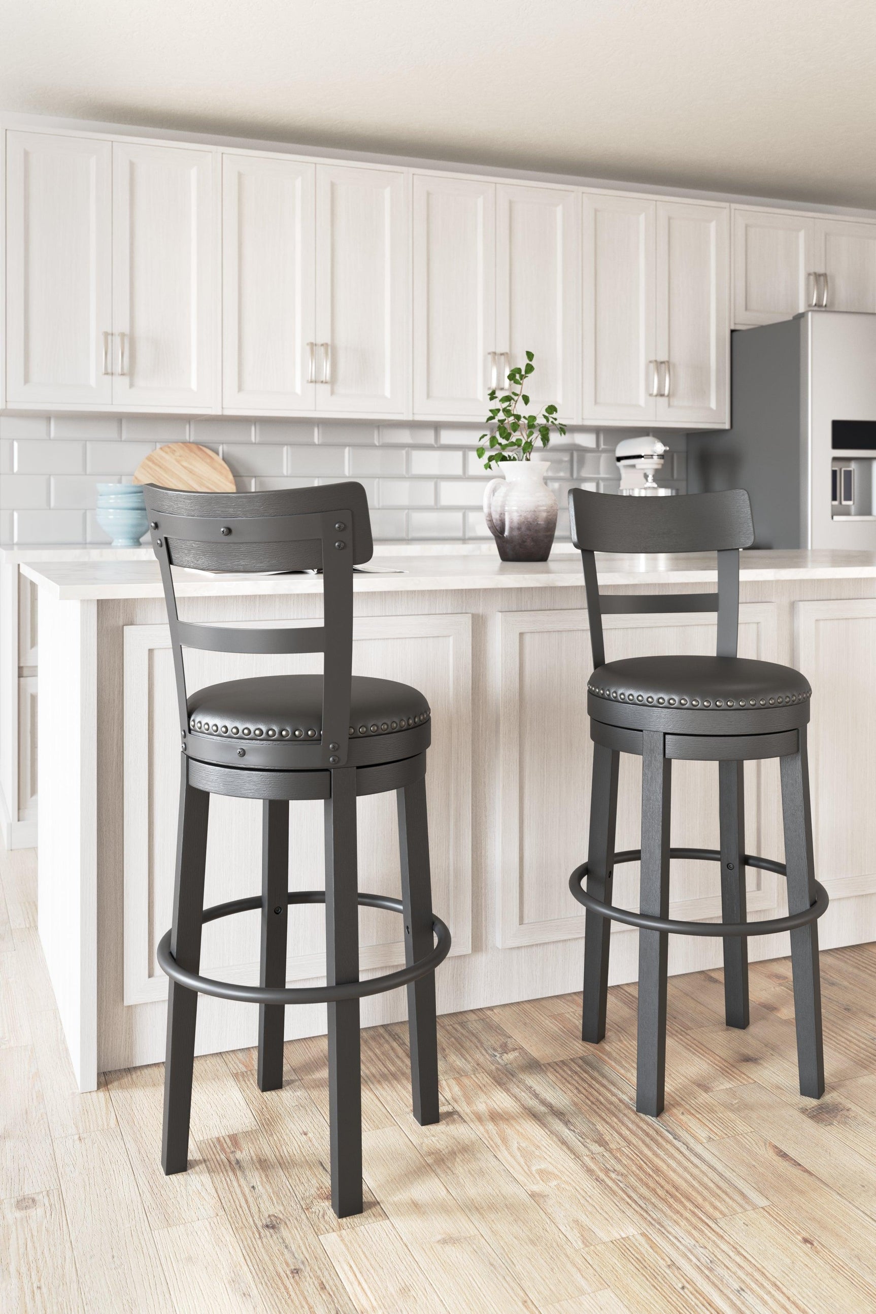 Valebeck Black Bar Height Bar Stool - Ella Furniture