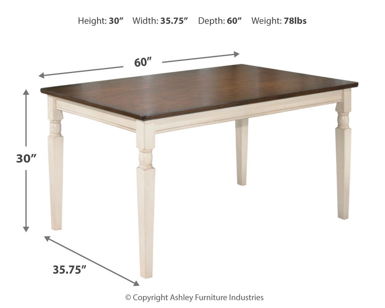 Whitesburg Brown/cottage White Dining Table - Ella Furniture