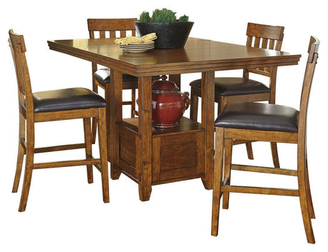 Ralene Medium Brown Counter Height Dining Extension Table - Ella Furniture