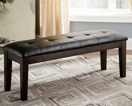 Haddigan Dark Brown Upholstered Dining Bench front angle