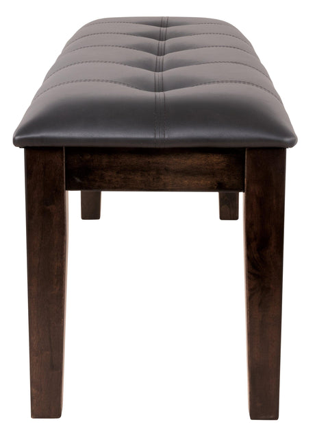 Storage shelf under seat on Haddigan Dining Bench