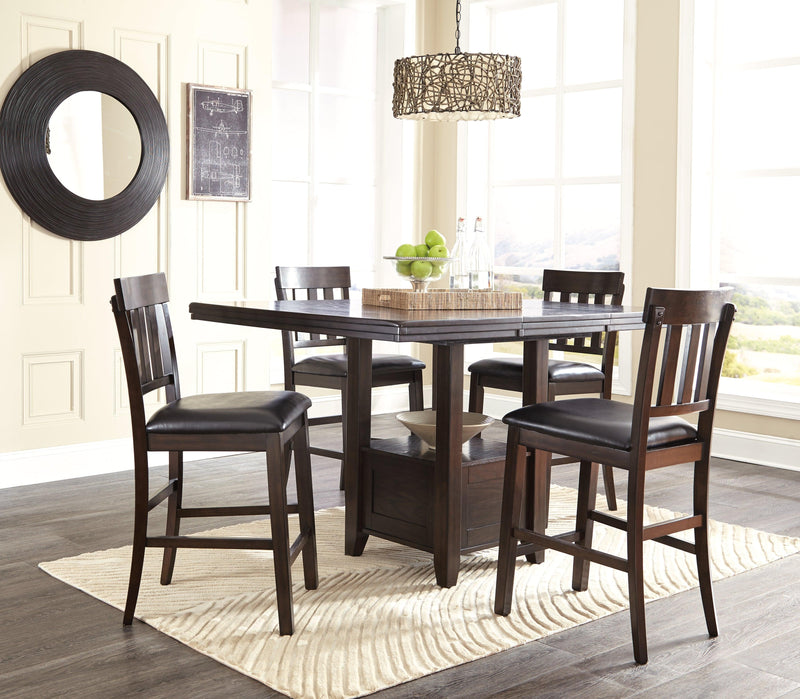 Haddigan Dark Brown Counter Height Dining Extension Table - Ella Furniture