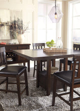 Haddigan Dark Brown Counter Height Dining Extension Table - Ella Furniture