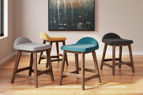 Lyncott Blue/brown Counter Height Bar Stool - Ella Furniture