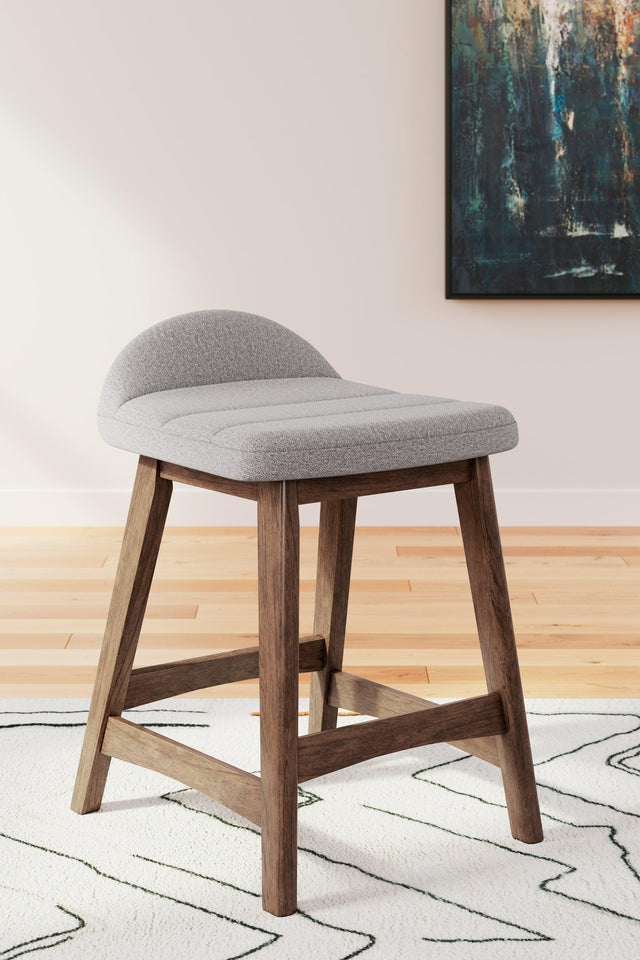 Lyncott Light Gray/brown Counter Height Bar Stool - Ella Furniture