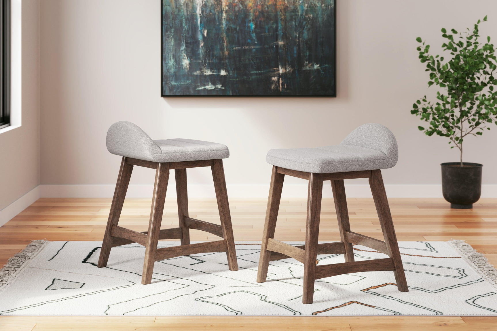 Lyncott Light Gray/brown Counter Height Bar Stool - Ella Furniture