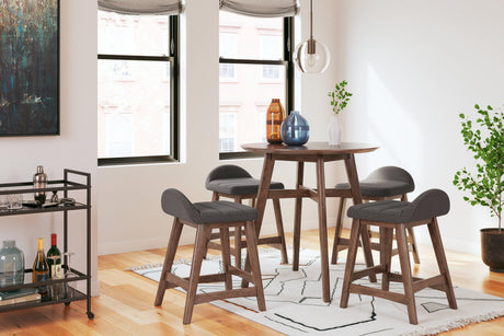 Lyncott Charcoal/brown Counter Height Bar Stool - Ella Furniture