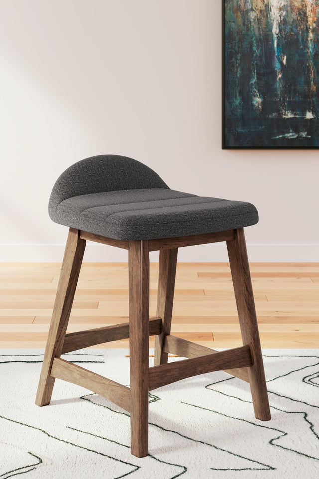 Lyncott Charcoal/brown Counter Height Bar Stool - Ella Furniture