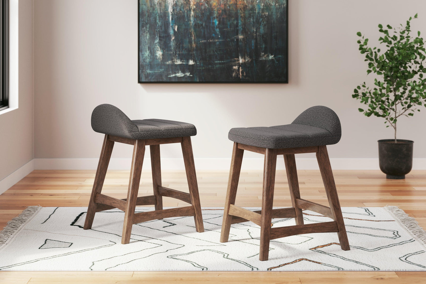 Lyncott Charcoal/brown Counter Height Bar Stool - Ella Furniture