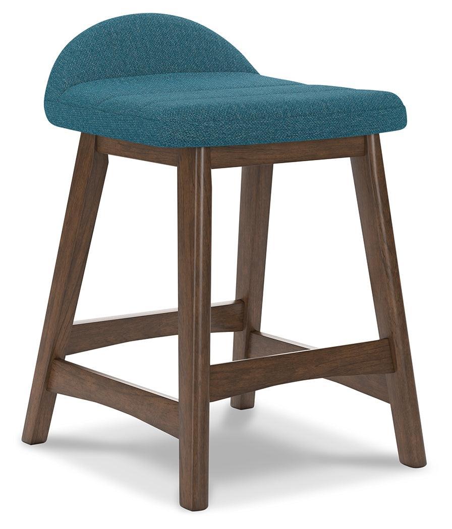 Lyncott Blue/brown Counter Height Bar Stool - Ella Furniture