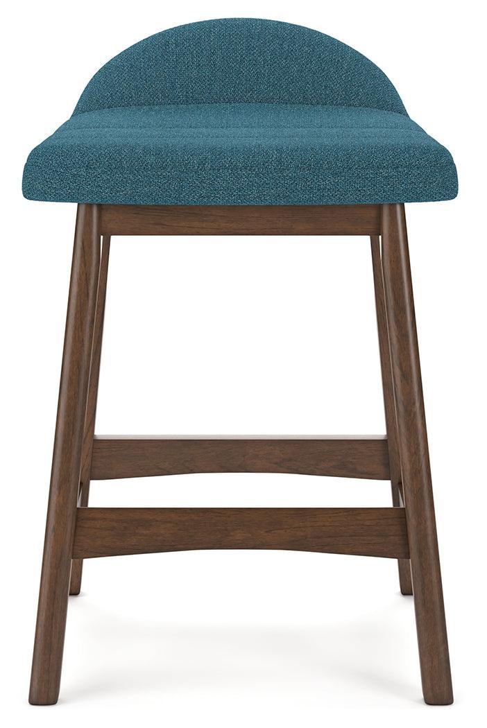 Lyncott Blue/brown Counter Height Bar Stool - Ella Furniture
