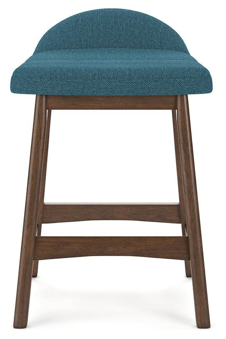 Lyncott Blue/brown Counter Height Bar Stool - Ella Furniture
