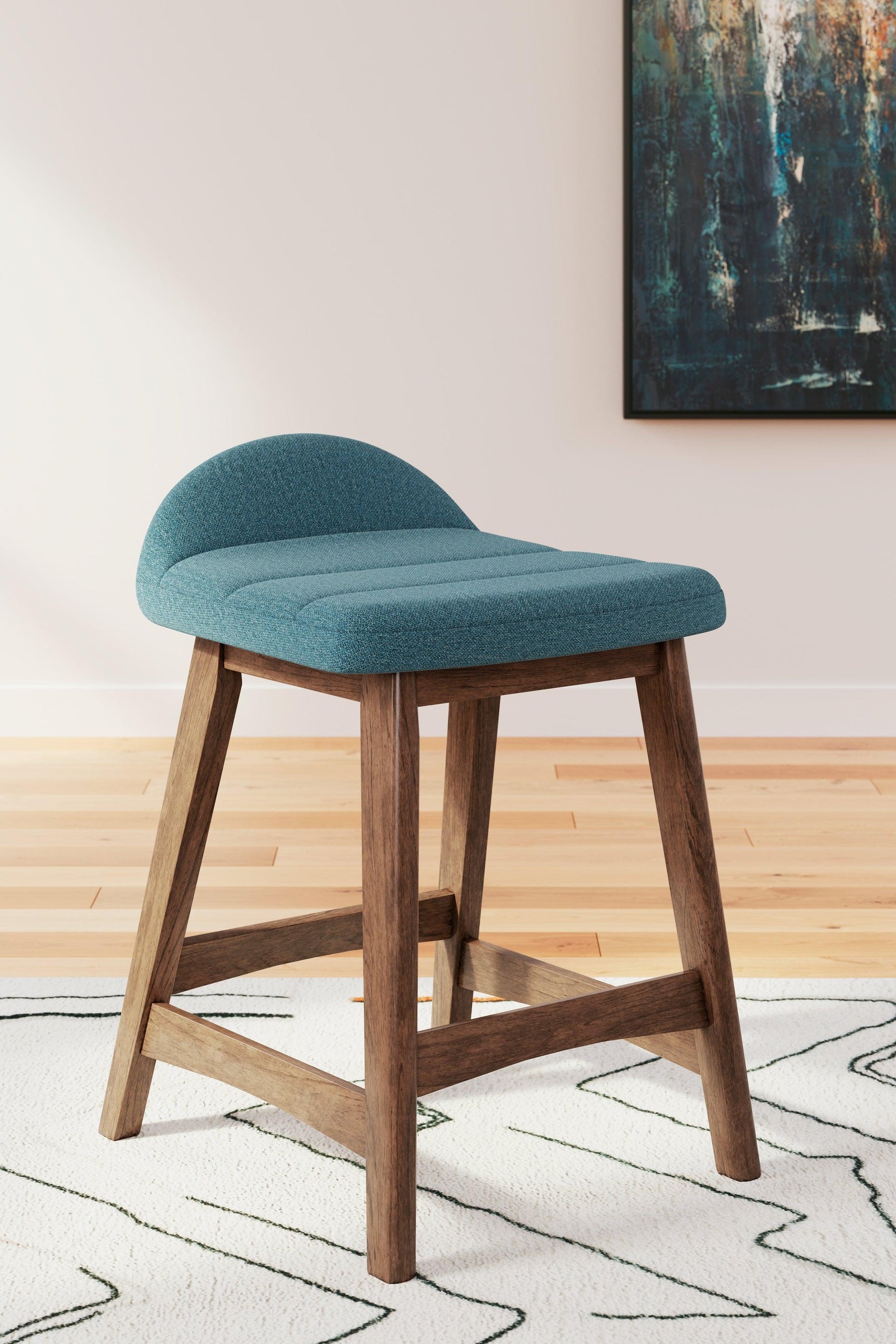 Lyncott Blue/brown Counter Height Bar Stool - Ella Furniture