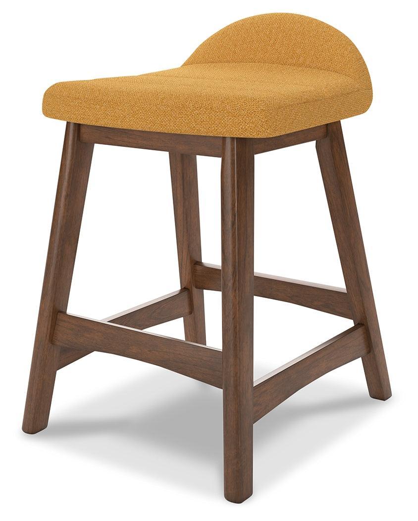 Lyncott Mustard/brown Counter Height Bar Stool - Ella Furniture
