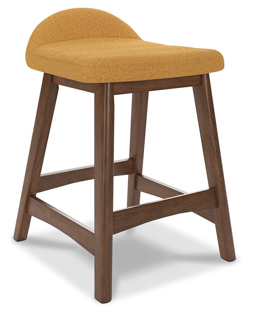 Lyncott Mustard/brown Counter Height Bar Stool - Ella Furniture