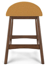 Lyncott Mustard/brown Counter Height Bar Stool - Ella Furniture