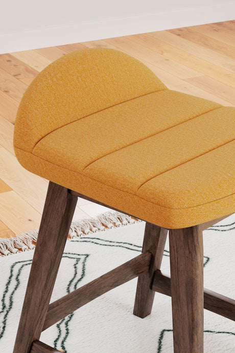 Lyncott Mustard/brown Counter Height Bar Stool - Ella Furniture