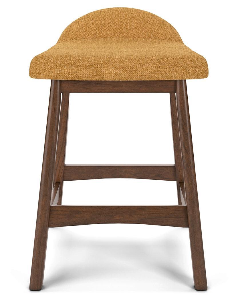Lyncott Mustard/brown Counter Height Bar Stool - Ella Furniture