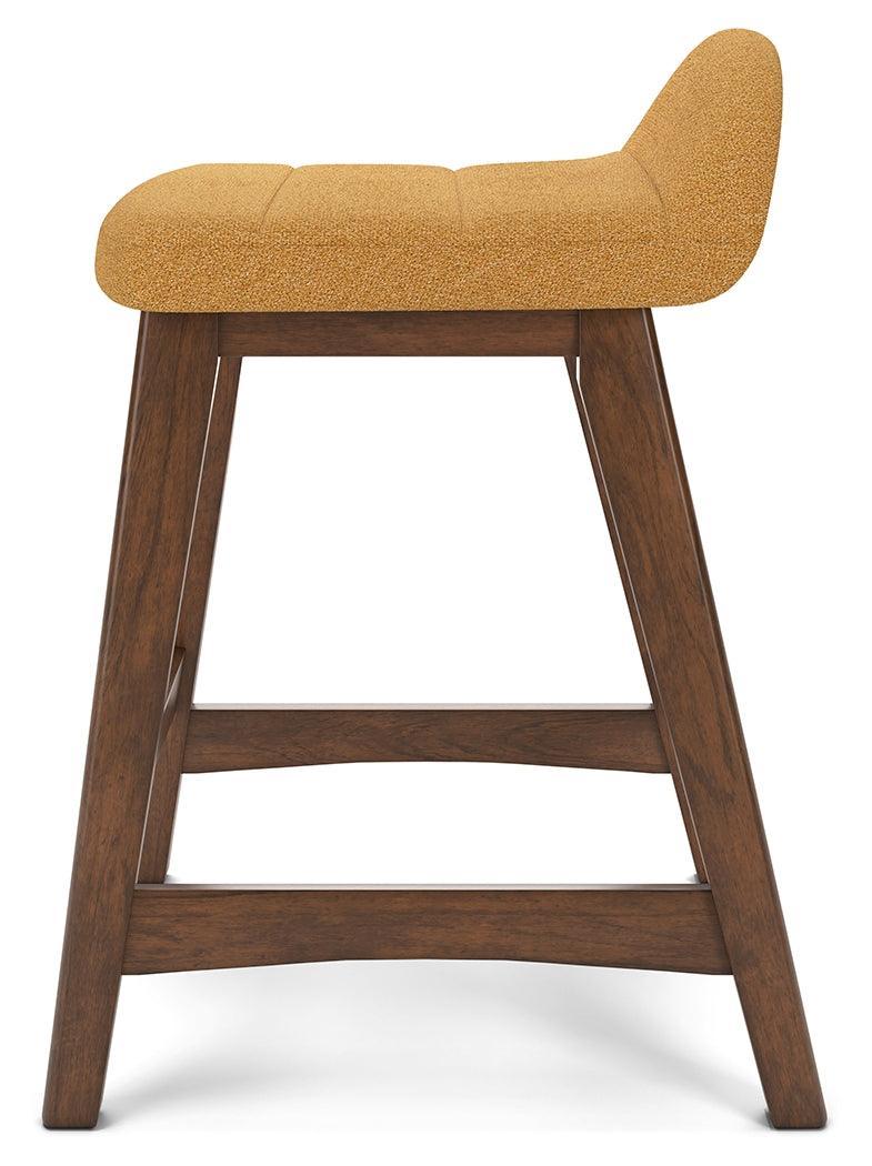 Lyncott Mustard/brown Counter Height Bar Stool - Ella Furniture