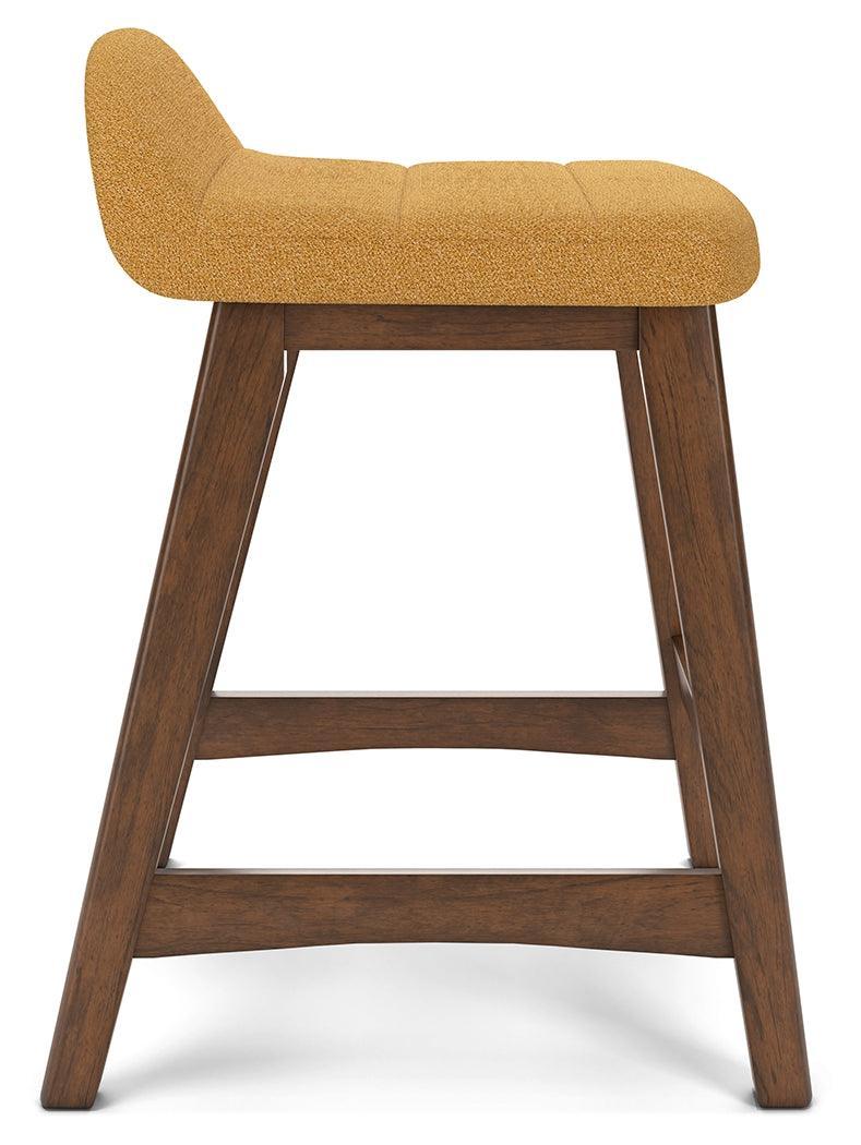Lyncott Mustard/brown Counter Height Bar Stool - Ella Furniture