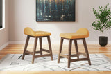 Lyncott Mustard/brown Counter Height Bar Stool - Ella Furniture