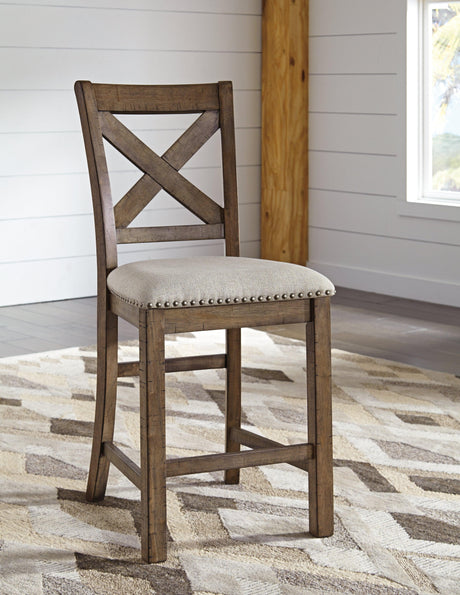 Moriville Beige Counter Height Bar Stool - Ella Furniture