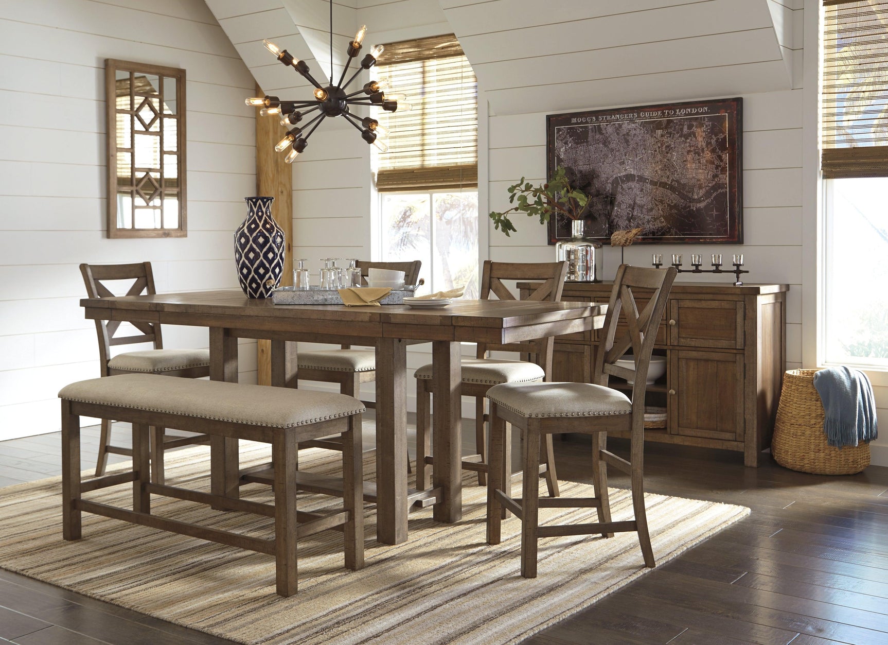 Moriville Grayish Brown Counter Height Dining Extension Table - Ella Furniture