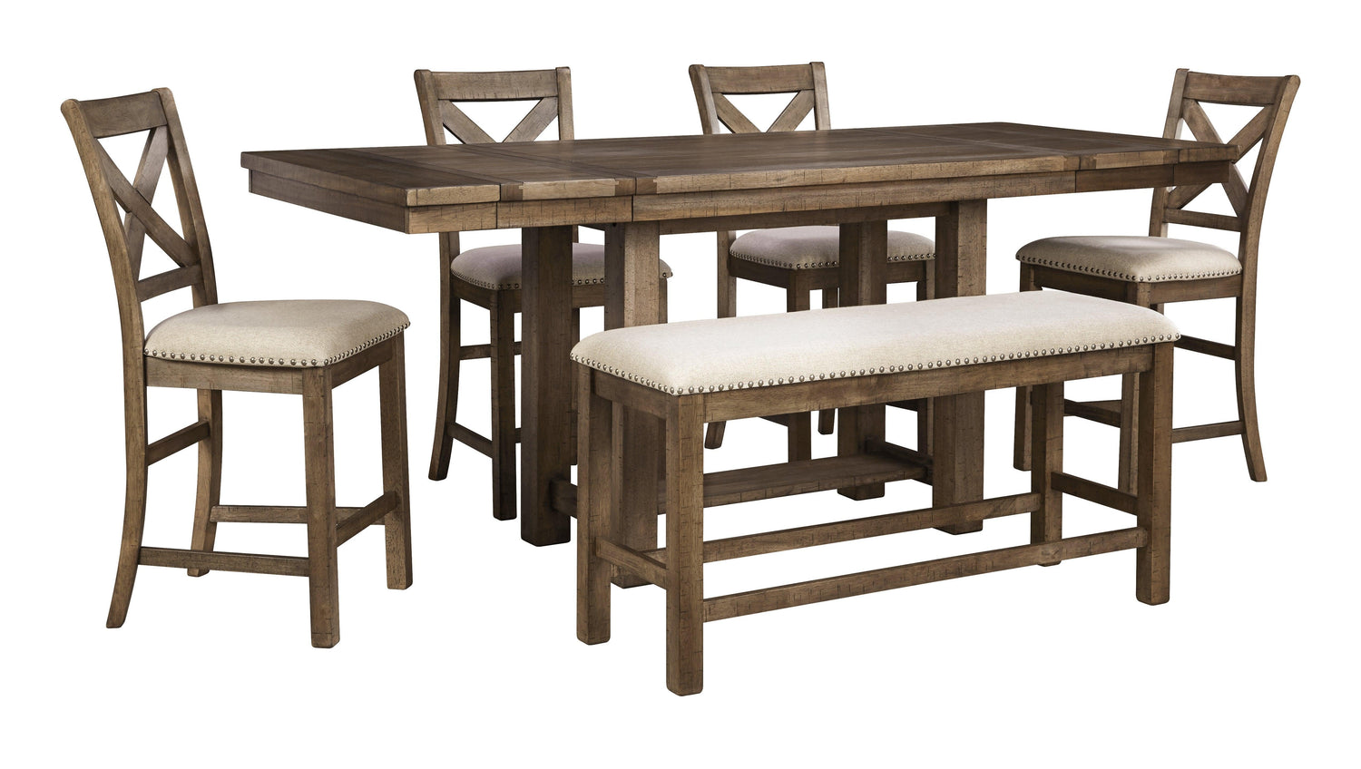 Moriville Grayish Brown Counter Height Dining Extension Table - Ella Furniture