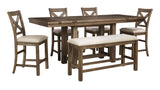 Moriville Grayish Brown Counter Height Dining Extension Table - Ella Furniture