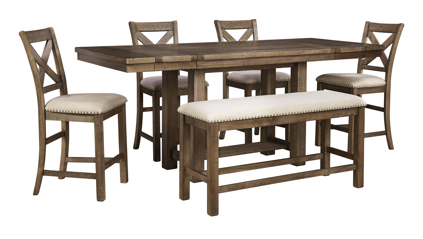 Moriville Grayish Brown Counter Height Dining Extension Table - Ella Furniture
