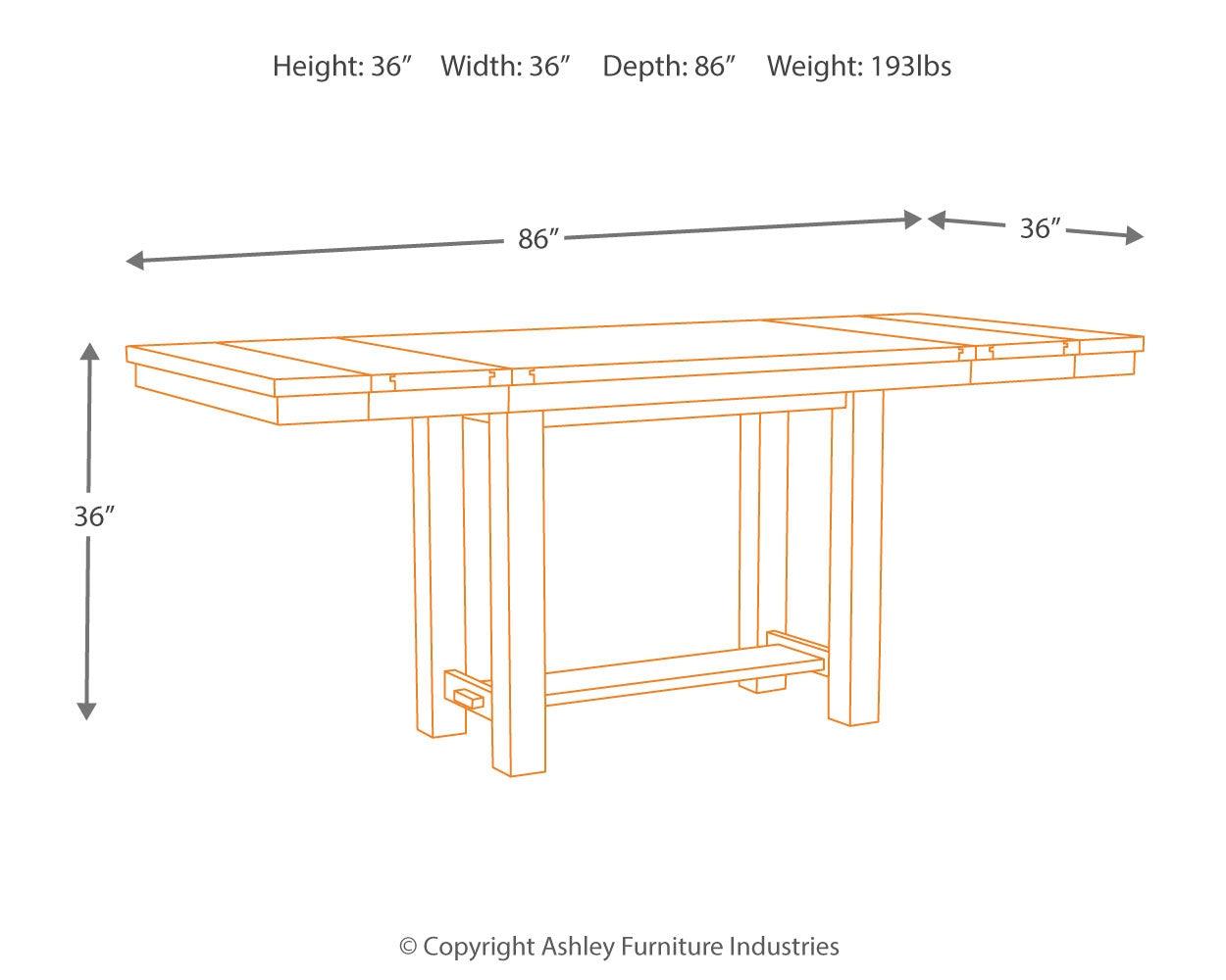 Moriville Grayish Brown Counter Height Dining Extension Table - Ella Furniture