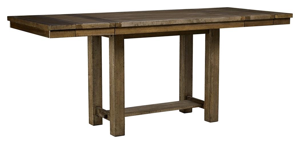 Moriville Grayish Brown Counter Height Dining Extension Table - Ella Furniture