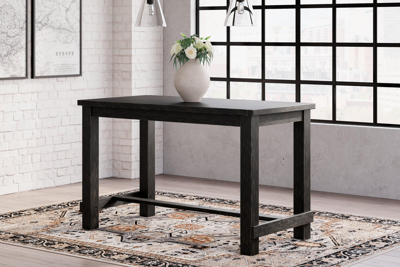 Jeanette Black Counter Height Dining Table - Ella Furniture