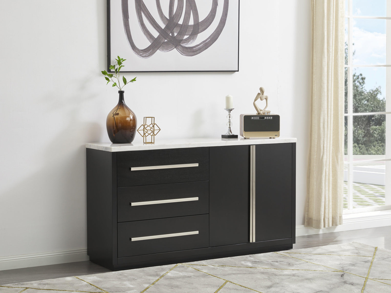 Vollardi Almost Black Dining Server - Ella Furniture