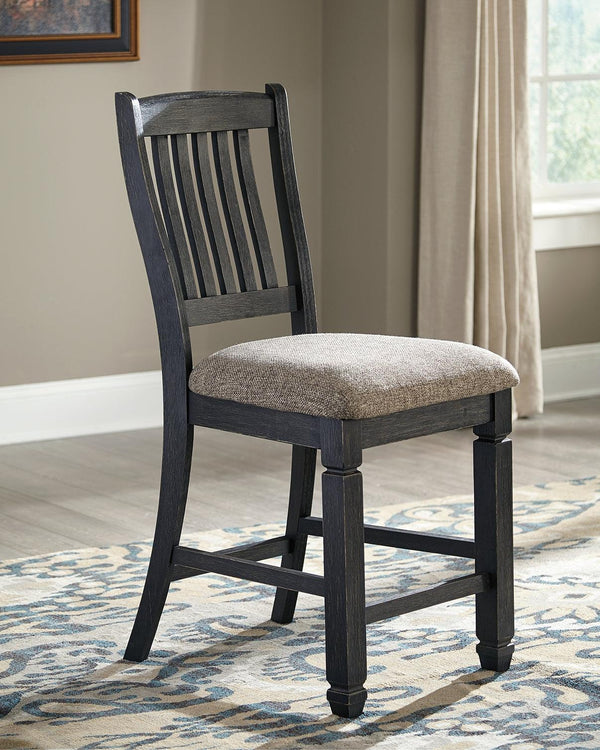 Tyler Creek Black and Grayish Brown Counter Height Bar Stool front angle