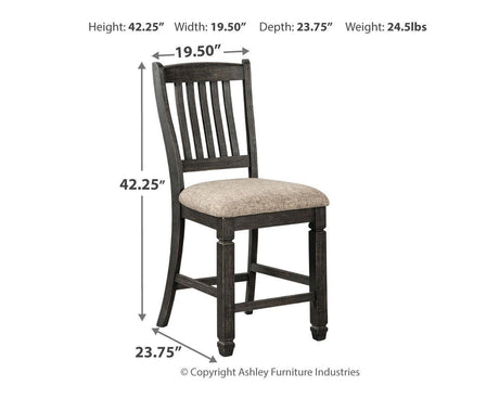 Dimensions illustration for Tyler Creek Counter Height Bar Stool