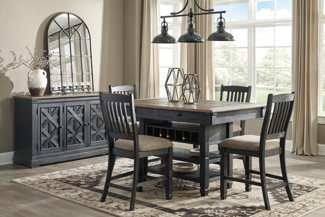 Tyler Creek Black and Grayish Brown Bar Stool detail on wood texture