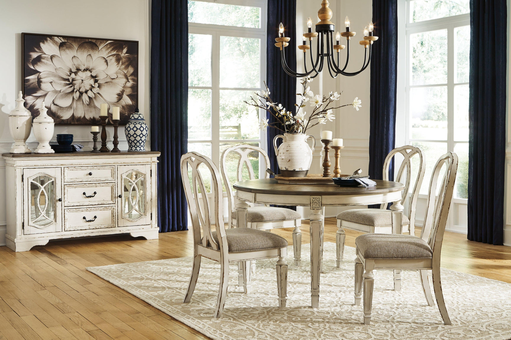 Realyn Chipped White Dining Extension Table - Ella Furniture