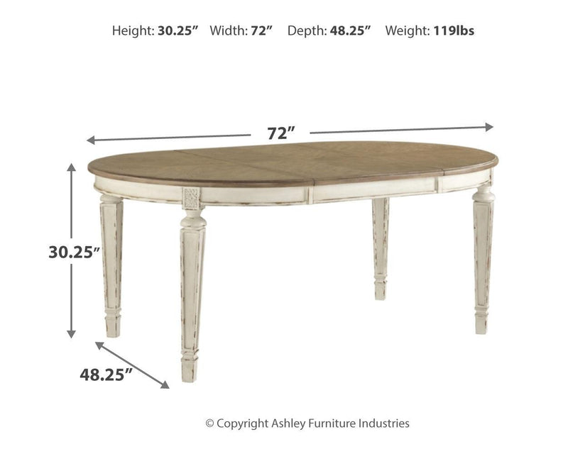 Realyn Chipped White Dining Extension Table - Ella Furniture